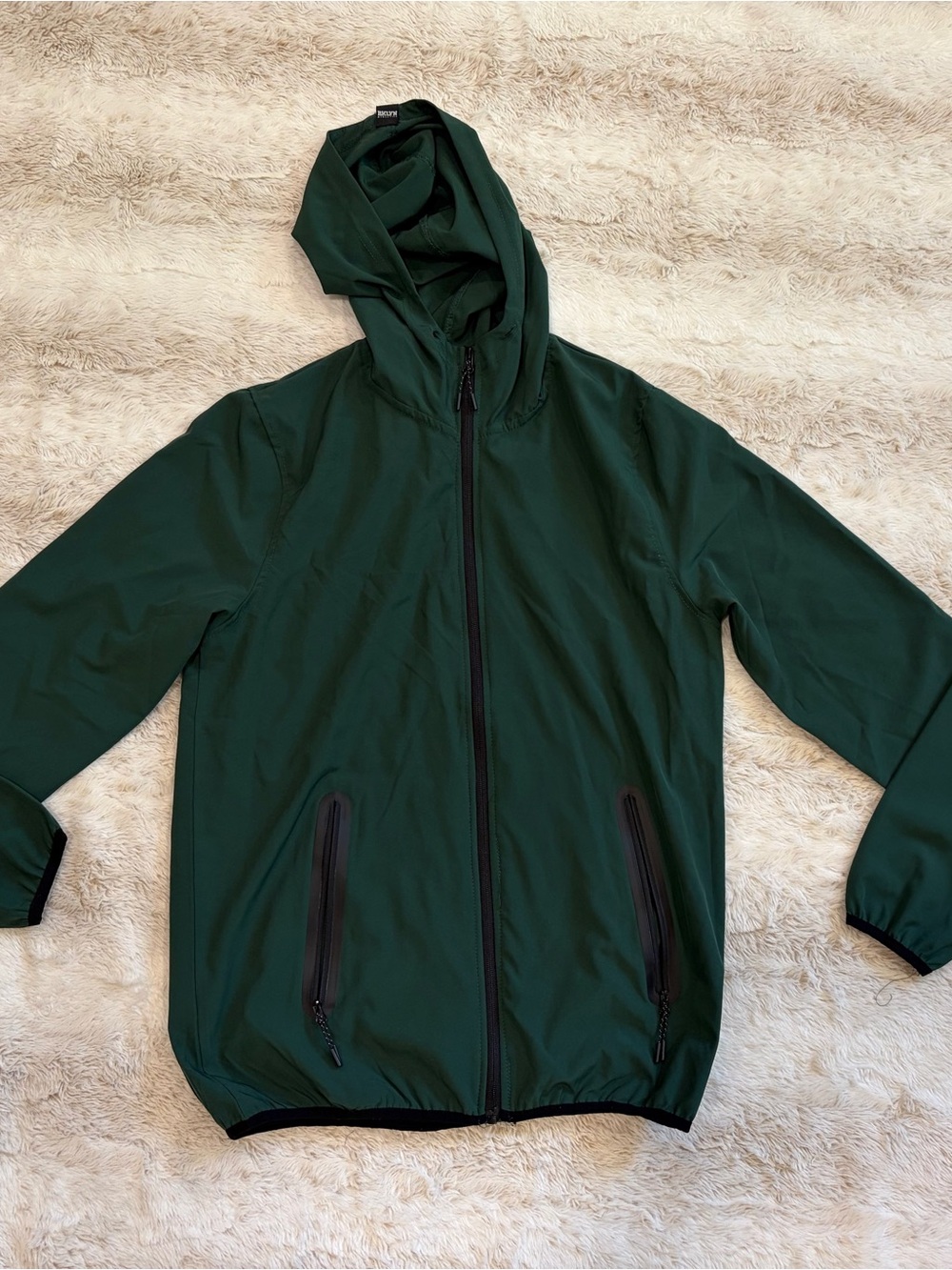 Men's medium Hooded Windbreaker Jacket Green lightweight summer
